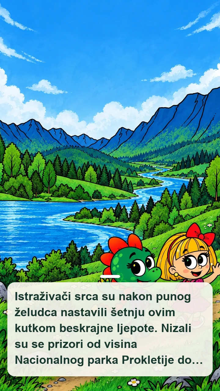 Stranica iz slikovnice Istraživači srca: Sandžak: Istraživači srca nastavljaju put dolinom Lima.