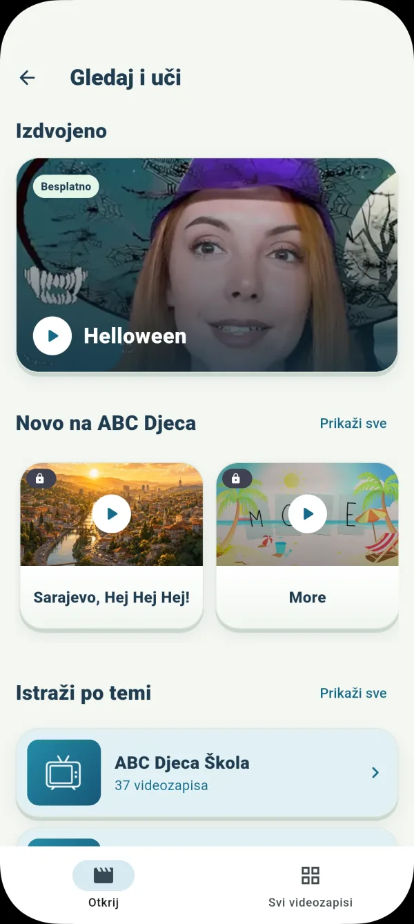 Prikaz aplikacije ABC Djeca